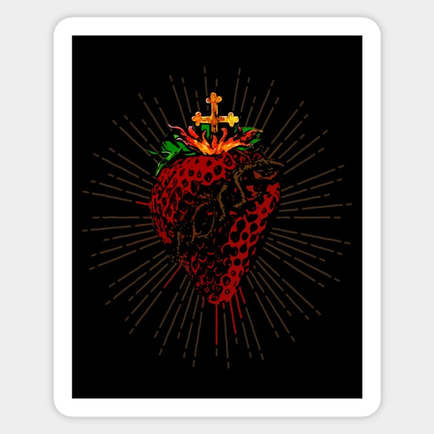 Sacred Strawberry Sticker by bronzarino